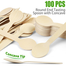 4&quot; Mini Wooden Spoons 100Ct Disposable Test Biodegradable Compostable Birchwood - £11.98 GBP