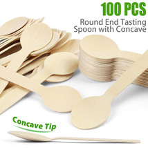 4&quot; Mini Wooden Spoons 100Ct Disposable Test Biodegradable Compostable Bi... - £10.44 GBP