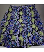 Hearts Of Palm Size 10 Skirt Flare Snake Like Print Green Purple Side Zi... - $9.79