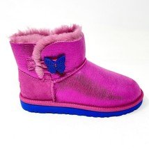 UGG Mini Bailey Button Lizard Pink Blue Kids Girls Shearling Boots 1002578 - £47.92 GBP