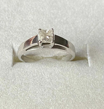 Bague de fiançailles Solitaire 0,75 ct coupe princesse Moissanite or blanc... - $259.07