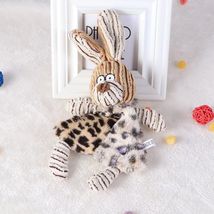 Squeaky Dog Toy Rabbit Plush Leopard Print Corduroy Molar Chew Toy for Pets - $8.73