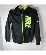 Nike Boy&#39;s Kids Dri Fit Black Smooth Full Zip Hoodie Neon Logo Jacket Si... - £11.70 GBP