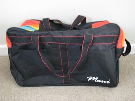 Vintage Maui Hawaii Duffle Bag Gym Travel Carry On Tote Black Rainbow Retro - £38.66 GBP