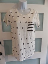 J. Crew Collector Tee White Black Nautical Pocket-T SS Size S Women&#39;s EUC - £15.75 GBP