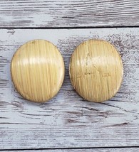 Vintage Clip On Earrings - Straw Like Design Slightly Curved Oval Shaped - Large - £7.89 GBP