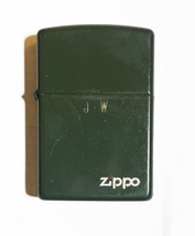 Zippo Vintage March 1992 Army Green, Matte Enamel Cigarette Lighter, JW Monogram - $33.81