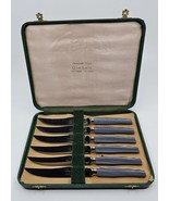 Vtg Gimbels Steak Knives Sheffield England Stainless Black White Handles - $5,473.08 MXN