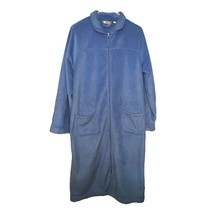 L.L. Bean Bathrobe Large Petite Blue Two-Way Full Zip Winter Fleece Robe... - $35.00