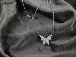 14k White Gold Over 1.50 Ct Simulated Diamond Butterfly Pendant christmas Gift - £73.44 GBP