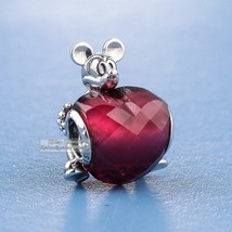 Mother&#39;s Day Release 925 Sterling Silver Disney Mickey Love Heart Charm  - £13.96 GBP