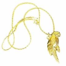 Vintage Gold Plated Puffy Parrot Pendant Necklace - on 1/20th 12K GF Cha... - £16.58 GBP