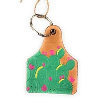 McIntire Saddlery Hand Painted Prickly Pear Cactus Keychain - £17.95 GBP