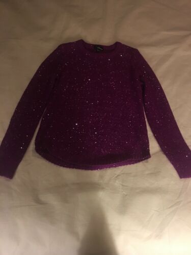 Girls Size Large 10-12 Jordache Magenta Purple Silver Sequined Winter Sweater  - $17.00