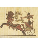 Signed Pharaoh King Tut on Horse Chariot Egypt Kemet Papyrus Art Color P... - $222.74