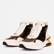 Bellagio White & Gold Leather High-Top Men Sneaker image 2