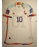 Eden Hazard Belgium 2022 World Cup Qatar Match Slim Fit White Away Socce... - $80.00
