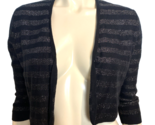 NWT Guinevere Black and Silver Striped Open 3/4 Sleeve Short Cardigan Si... - $23.74