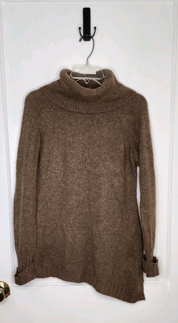 Cash Angora Fuzzy Turtleneck Sweater Sz XL Goode Rider Cashmere Brown Eq... - £56.27 GBP