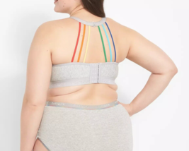 Lane Bryant CACIQUE Cotton RAINBOW Gray Bra Strappy 48F 50DDD 52DD 54D 5... - $49.01