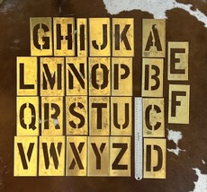 Vintage Brass Stencils Lot of 127 6” &amp; 2” Letters Numbers Punctuation Bl... - £87.56 GBP