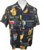 Go Barefoot Men Hawaiian camp shirt p2p  23 M tropical cocktail alcohol ... - £34.88 GBP
