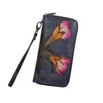 Hand Painted Retro Women Wallet 2022 New Leather Large Clutch Wallet Leisure Cow - £41.06 GBP