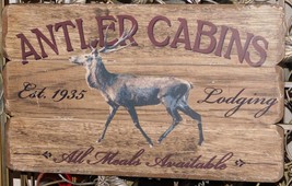 Fetco Home decor Nordic Antler Hanging Wood Sign Wall Decor - £15.21 GBP