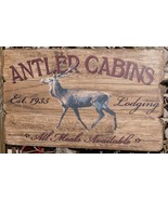 Fetco Home decor Nordic Antler Hanging Wood Sign Wall Decor - £14.93 GBP