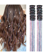 Hair Tinsel Pack of 12 Pcs Colorful Glitter Hair Accessories 20 Inch Cli... - €9,98 EUR