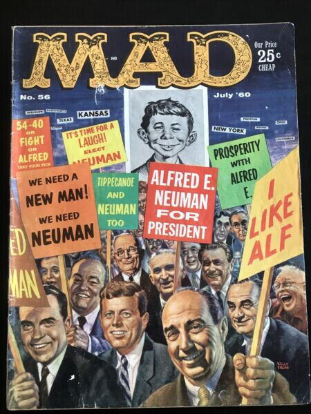 MAD MAGAZINE #56, July 1960 EC Publications, Kennedy, Nixon FN 6.0 - $23.76