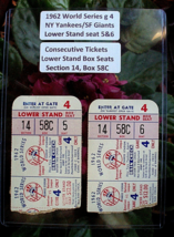 1962 World Series Game 4 TICKET STUB-clean front/backs-s 5 &amp; 6-1st WS GRAND SLAM - £126.63 GBP