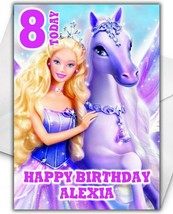 BARBIE PRINCESS Personalised Birthday Card - Large A5 - Barbie Princess Unicorn - £3.24 GBP
