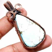 Tibetan Turquoise Gemstone Fashion Copper Wire Wrap Pendant Jewelry 2.50&quot; SA 596 - £3.91 GBP