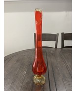 LE Smith Glass Amberina Persimmon 6 Petal Swung Glass Vase 20” Cadmium G... - $203.09 CAD