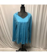 Livi Active Hooded Top Womens Size 22 - 24 Turquoise Blue Long Sleeve St... - $19.59