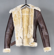 B3 RAF Aviator Pilot Sheepskin Bomber Flying Fur Shearling Brown Leather Jacket - £115.09 GBP+