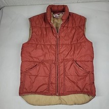 Vintage 80s Mervyn&#39;s Mens Orange Two Tone Puffer Vest High Sierra Gorpcore  - $22.97