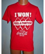 Vintage 80s COCA COLA Peel A Fortune Contest 50/50 T-SHIRT Coke Is It RA... - £14.88 GBP