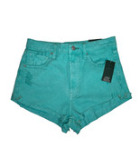 NEW Wild Fable Jean Shorts Aqua Blue Distressed High Rise Cheeky Denim S... - $12.86