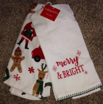 Holiday Home Cozy Cabin 2 Set Christmas Kitchen Towels NEW - £7.99 GBP