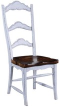 Side Chair Dining Colonial, Antiqued White Wood, Pecan Saddle Seat, Ladder Back - £550.75 GBP