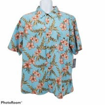 Croft &amp; Barrow Mens Button Up Shirt XL Blue Hawaiian Blue Floral Short S... - £18.98 GBP
