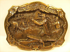 Brass Belt Buckle Gunfight At The Ok Corral 1986 By Great American Buckle [Y95n] - £131.42 GBP