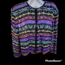 Womens Holiday Party Tait Mate Silk/Lined Sequin Jacket Multicolor Size 20W - £20.42 GBP