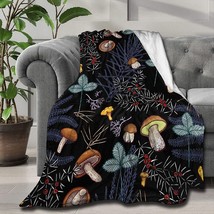 Dark Wild Forest Mushrooms 80&quot; X 60&quot; Artiemaster Customized Blanket, And Travel. - £51.81 GBP