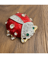 Large Enamel Ladybug Brooch Pin Rhinestone Bling - $22.97 CAD