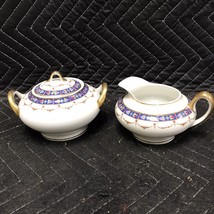 LIMOGES UC FRANCE Covered Sugar And Creamer GOLD TRIM UNC30 - £6.96 GBP