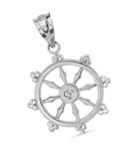 Religious Jewelry by Sterling Silver Dharmachakra Wheel - £58.68 GBP