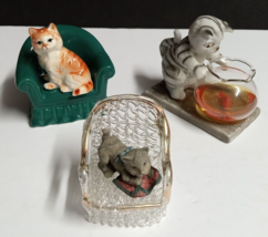 Vintage Cat Porcelain Figurine Lot 2&quot;+ ea. c1950s Salt/Pepper (4 Pieces) - £19.97 GBP
